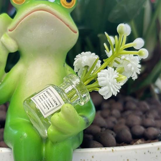 Cartoon Frosch Figur hält Vase Milchtee Frosch Statue Harz Tier