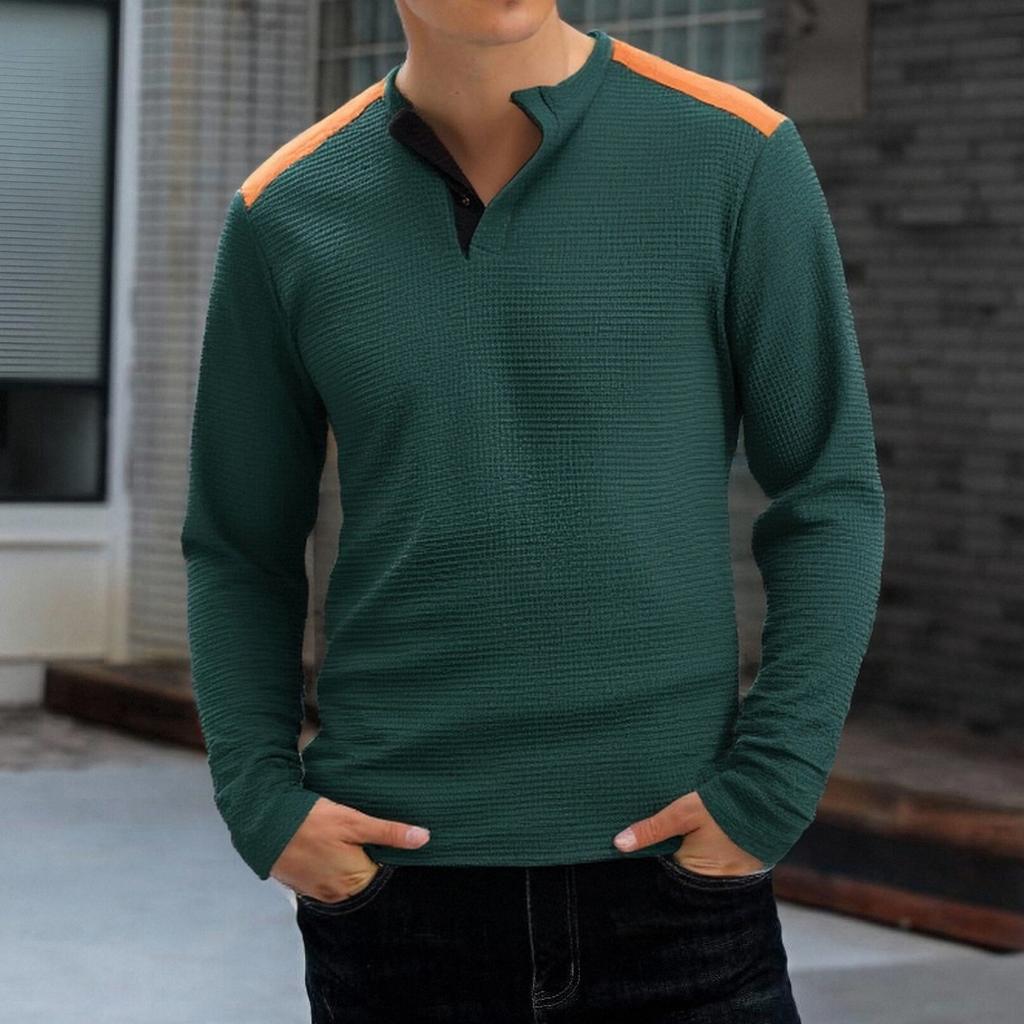 Men's Solid Color Long Sleeve T-Shirt Shirt Men's Casual Sports Top