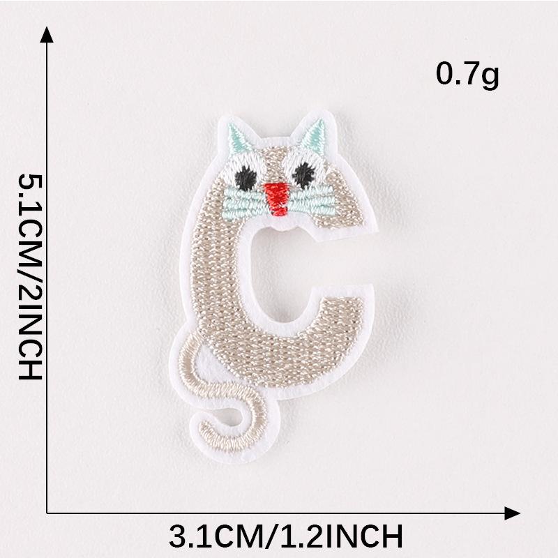 Duoku Embroidery Stickers 26 English Letters Pinyin Animal Adhesive Patch Stickers Clothing Accessories Hand Account Diy Cloth Stickers