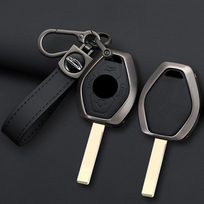 Interior Mouldings Car Zinc Alloy Leather Key Case Cover For BMW 3 5 7 Series X5 E53 X3 F83 E46 E39 E38 E60 E63 E61 E64 330i Z3