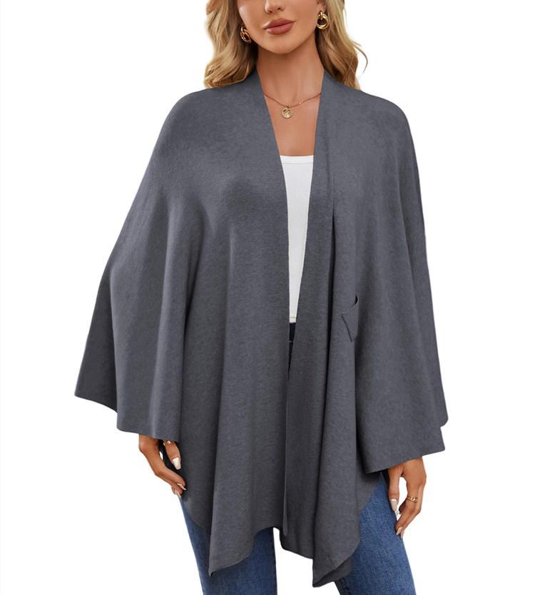 Women's Elegant Solid Color Shawl Cape Coat 2024
