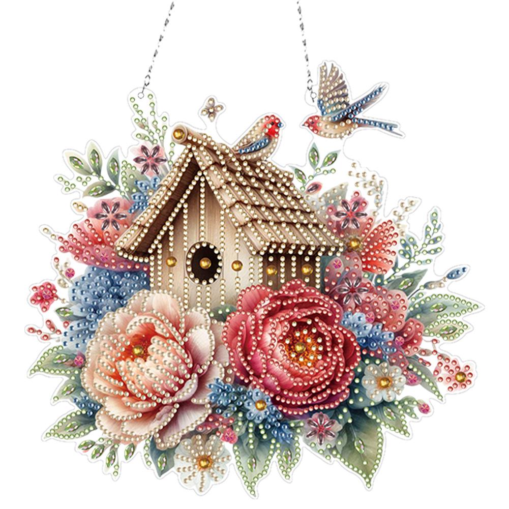 Acrylic Special Shape Birds 5D DIY Diamond Painting Dots Pendant DIY Diamond Art Pendant Kit Diamond Painting Hanging Pendant