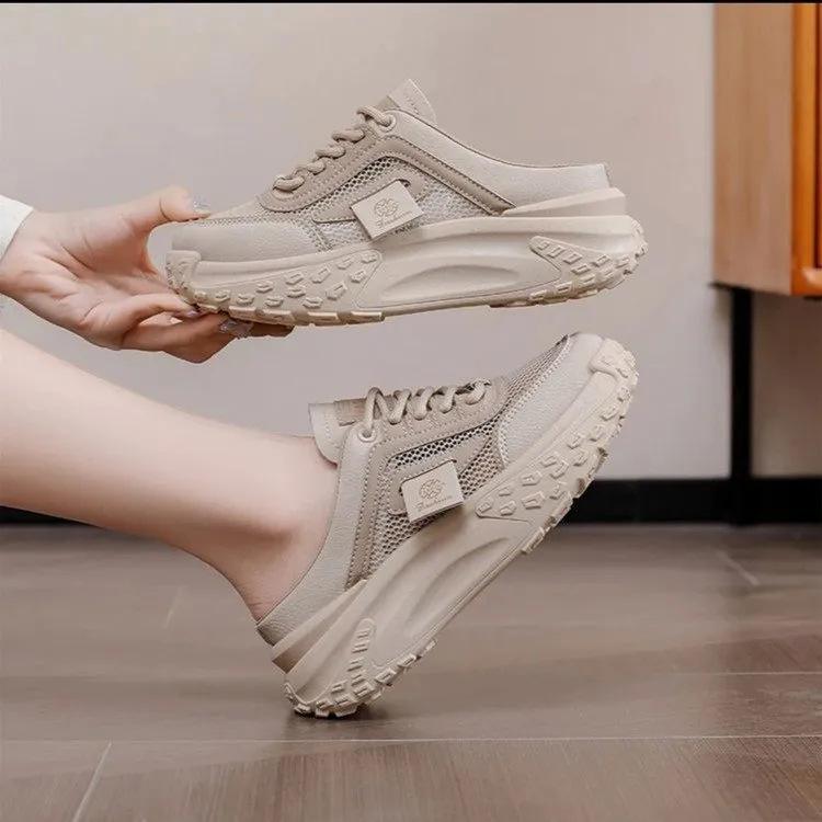 Baotou slippers women's summer outer wear fashion 2025 new models with skirts, thick bottom to increase the height of small white sandals, pregnant wo