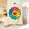 Couverture Lancer Motif Artistique T-Takashi Murakami Fleur Légère 240g Flanelle Douce Agréable pour la Peau Refroidissement d'Été