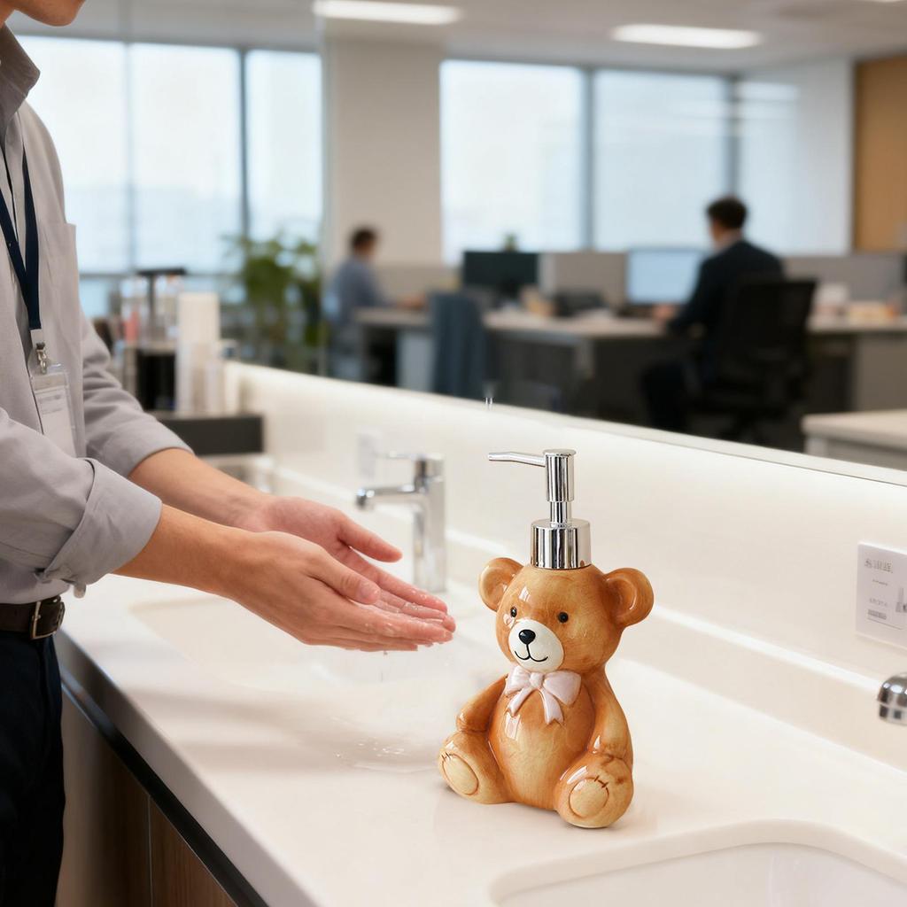 Soap Dispenser 350ml Refillable Bear Design Lotion Pump Jar Kitchen Soap Dispenser for Shower Laundry Wash Christmas Countertop