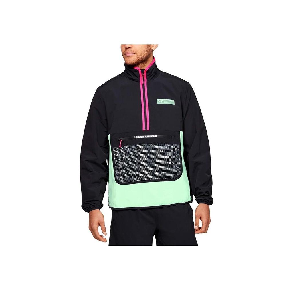 Under Armour American Vintage Stand Collar Large Pocket Color Block Long Sleeve Sweatshirt Men Sweatshirt Black 1359140-001