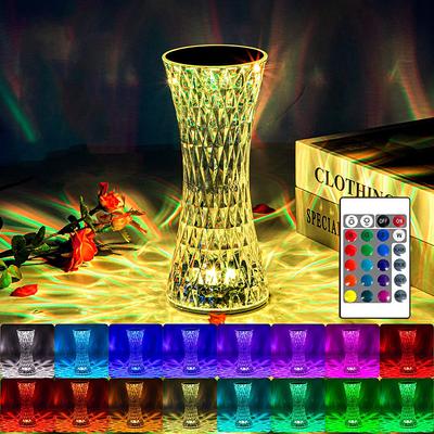 Křišťálová stolní lampa RGB noční světlo Malý pasový projektor USB dotyková lampa LED Romantická diamantová atmosféra Světlo Dekorace pokoje