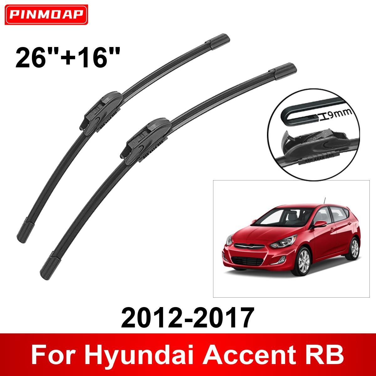 

2 шт. Автомобильный дворник для Hyundai Accent RB 2012-2017 26 + 16 Передние щетки стеклоочистителя щетки резаки аксессуары 2012 2013 2014 2015 2016 2017 чёрный