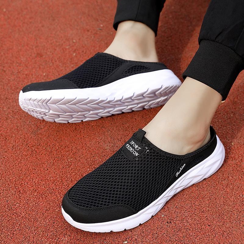 Casual Loafers Shoes Men Summer Half Shoes Slippers Slides Slip On Shoes Men Mesh Breathable Soft Comfortable Slippers for Men