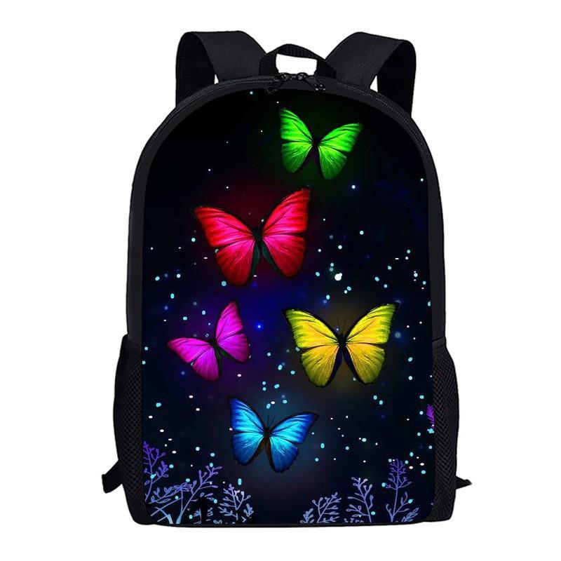 Classic Popular Funny Butterfly Notebook Backpacks Pupil School Bags 3D Print Oxford Waterproof Boys/Girls Laptop Backpacks
