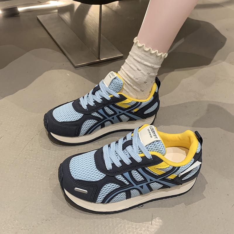 2025 Summer New Mesh Breathable Thick-soled Dad Shoes Women's Versatile Soft-soled Retro Casual Fashion Sneakers