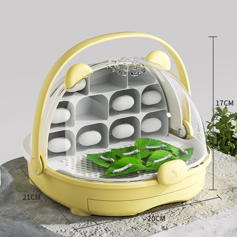 

Silkworm Rearing Box Portable Silkworm Breeding Kit Special Feeding Box for Silkworm Transparent Observation Cabin Mini Pet Cage жёлтый