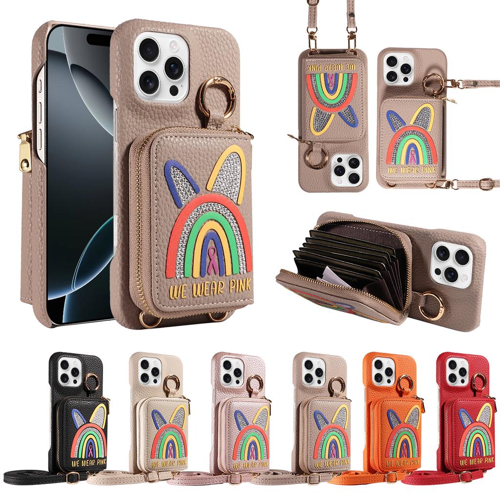 Noctilucent Crossbody Bag Faux Leather Phone Case for IPhone16 15 14 13 12 11 7 8 XS XRSeries Multi-card Slot, Bracket Function