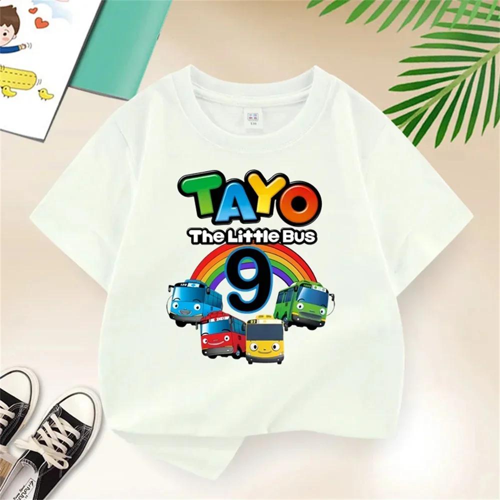 

Діти люблять кавайний стиль Хіп-хоп футболки з круглим вирізом Тайо з принтами Тайо — Маленький Автобус - Унікальний Подарунок для Ваших Малюків 100