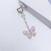 Butterfly Beaded Phone Lanyard Bowknot Pendant Wrist Strap Detachable Phone Chains Keyring Portable Accessory for Women