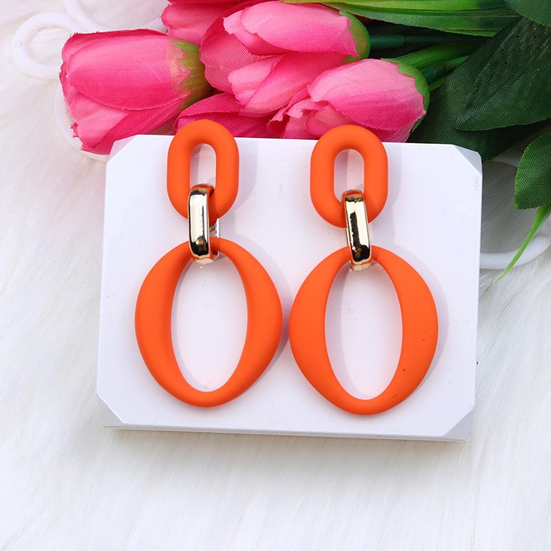 Pinkdudu Chain Link Acrylic Stud Earrings Painted Geometric Round Exaggerated Drop Earring Minimalist Dangle Earring PD2231