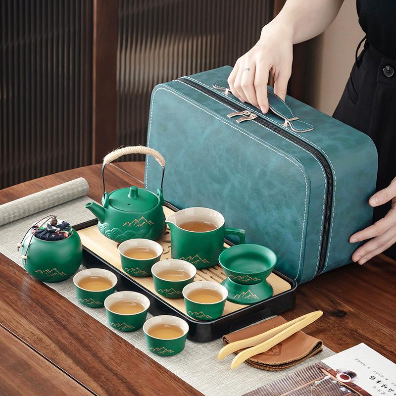 Retro ceramic elegant coarse pottery tea set business high-end souvenir