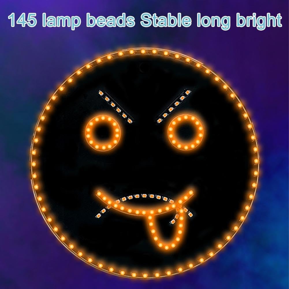 Car Mounted LED Fun Expression Light Smiling Face Light Rear Window Multifunctional Warning Gesture Light Handheld Gesture Light