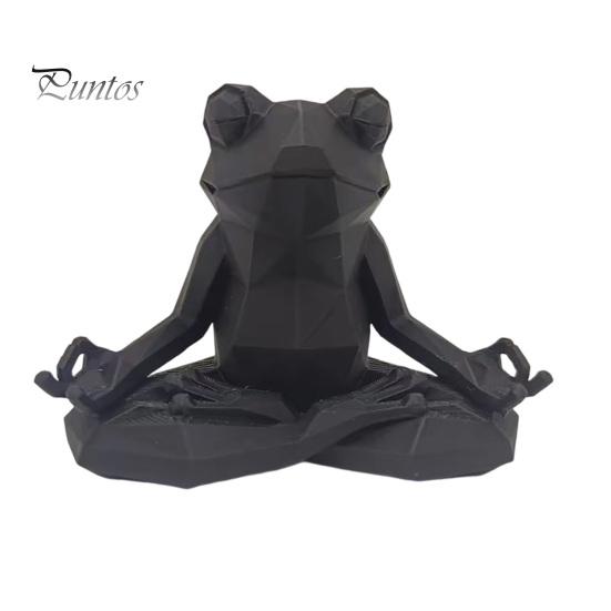Buddhist Style Frog Statue Yoga Sculpture, 3D Printed Meditating Figurine, Faceted Sculpture Sit in Meditation for Desk Shelf Room Zen Decoration