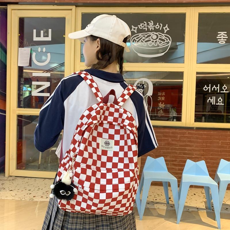 Chessboard Girls Pattern Boys Backpack Front Organizer Laptop Storage School Bag