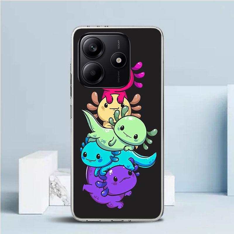 Cute Axolotl Kawaii Soft Cover for Xiaomi Redmi Note 15 14 13 12 Pro Plus Phone Case 14S 11S 11T 11E 10S 10 4G Pattern Shell Red