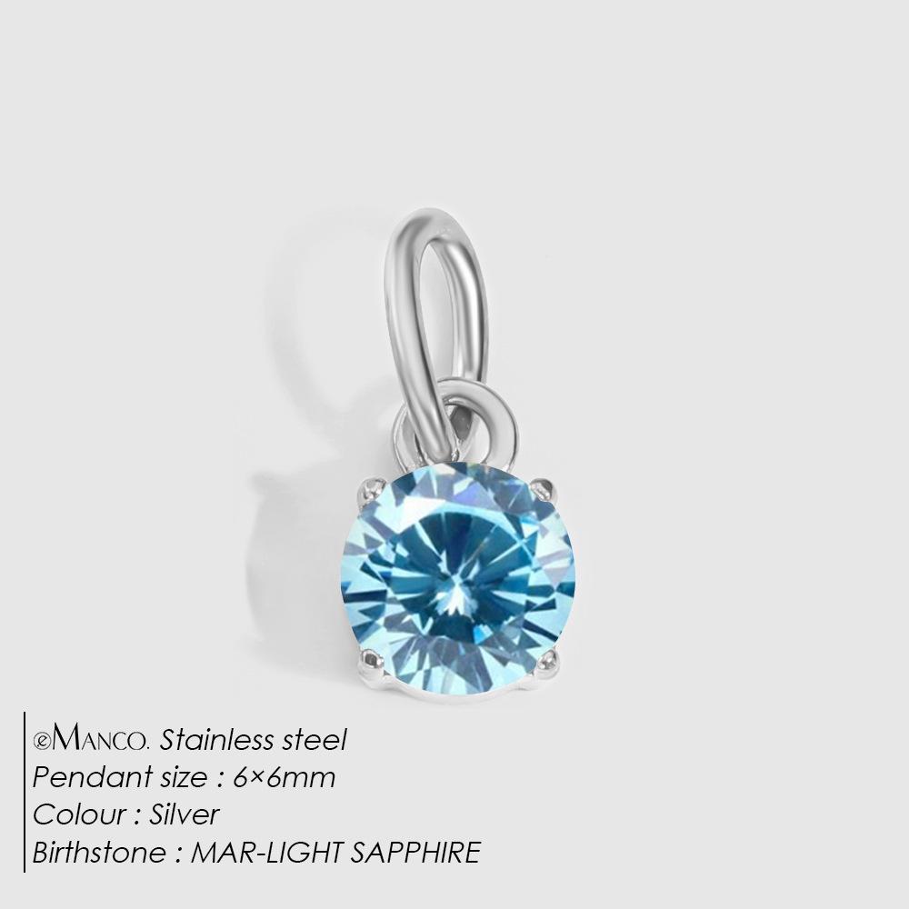 eManco DIY Jewelry Accessories: Stainless Steel Round Cubic Zirconia Pendant Necklace