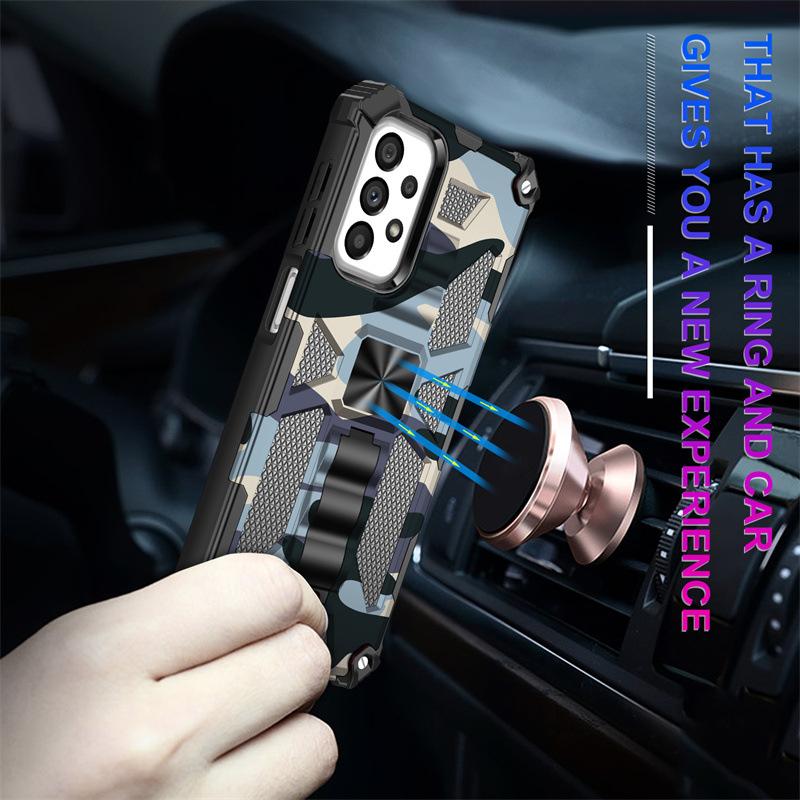 Suitable for Samsung A53 Camouflage Bayi Series Mobile Phone Cases S22 Ultra Magnetic Snap Bracket Anti Fall Protection Case