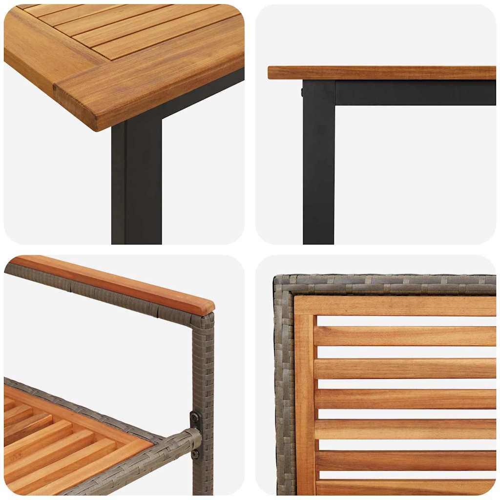 Garden Dining Set 9 Pcs Grey Solid Acacia Wood
