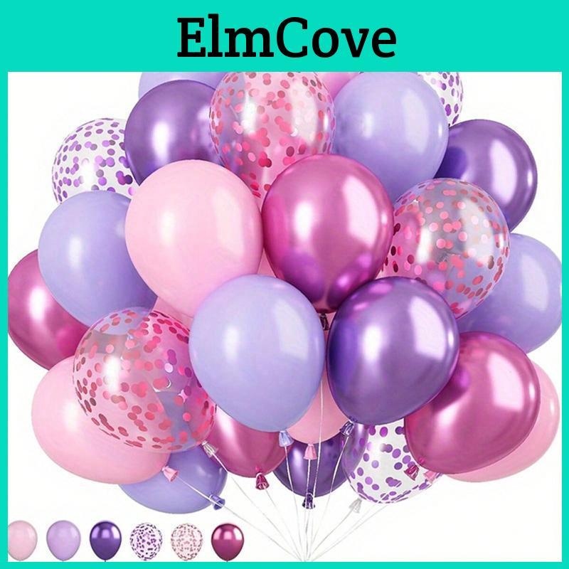 50pcs Set Balloon Weddings For Birthdays Macaron Pink Purple Metal And Confetti Balloons Used For Indoor And Outdoor Party De