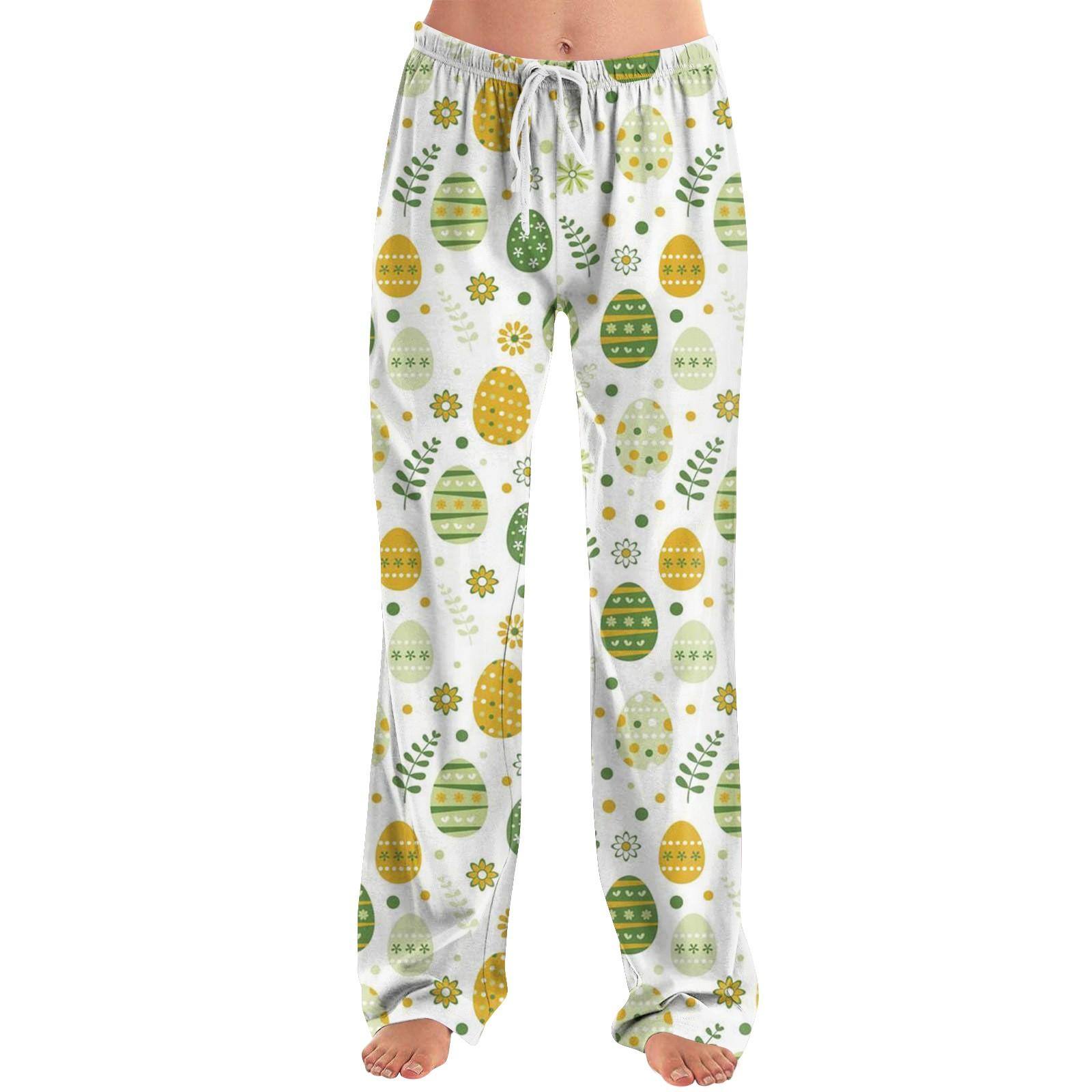 

Женские модные свободные повседневные брюки с пасхальным принтом XL зелёный