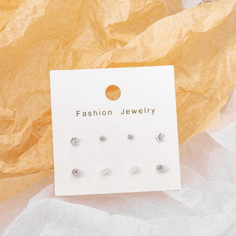 Small And Simple Pearl Stud Earrings Set, Sweet Temperament Mini Rhinestone Pearl Earrings Earrings.