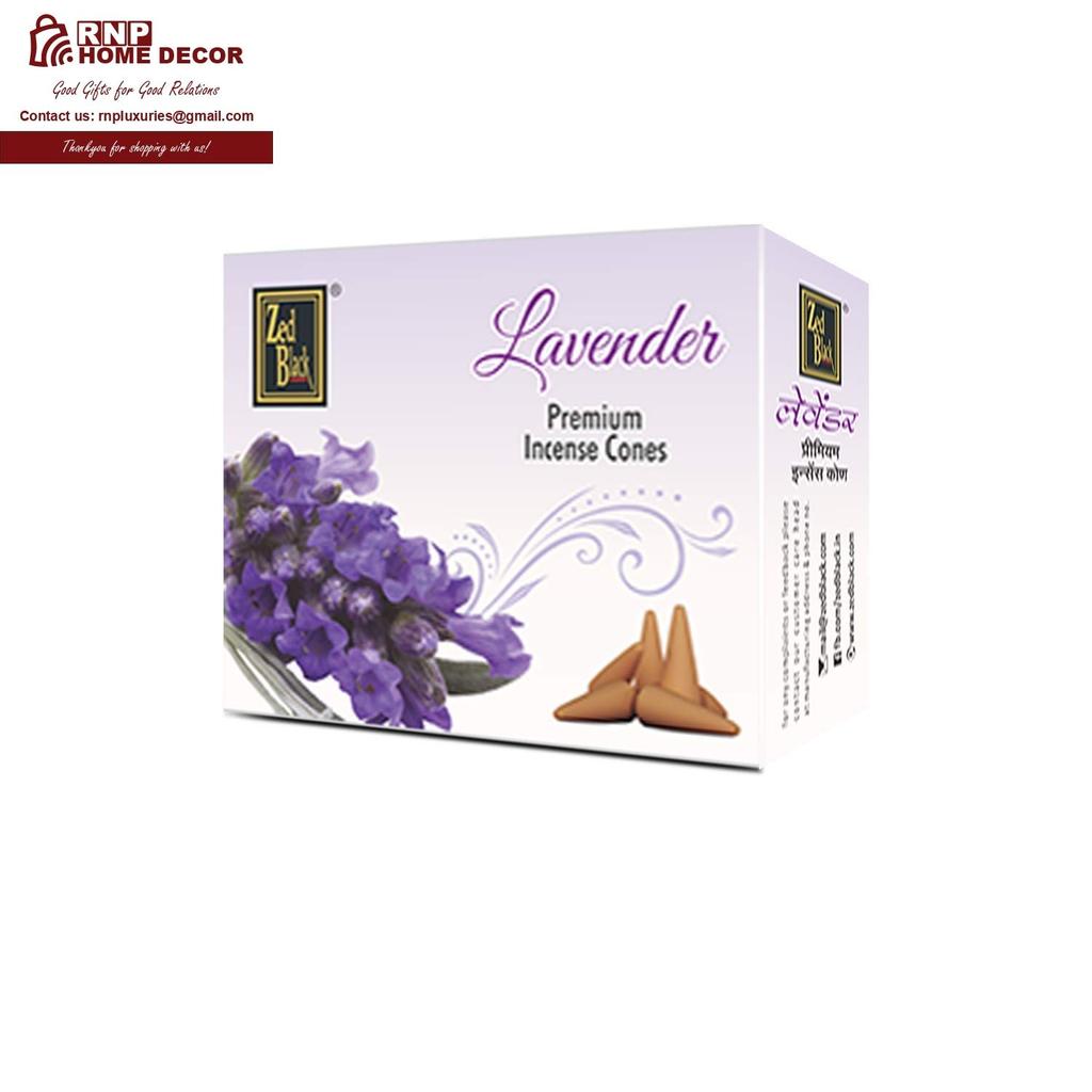 Zed Black Premium Dhoop Cones Pack of 1 with 4 Fragrances ( Rose Mogra Sandal Lavender) 20 conesX12 12 Boxes