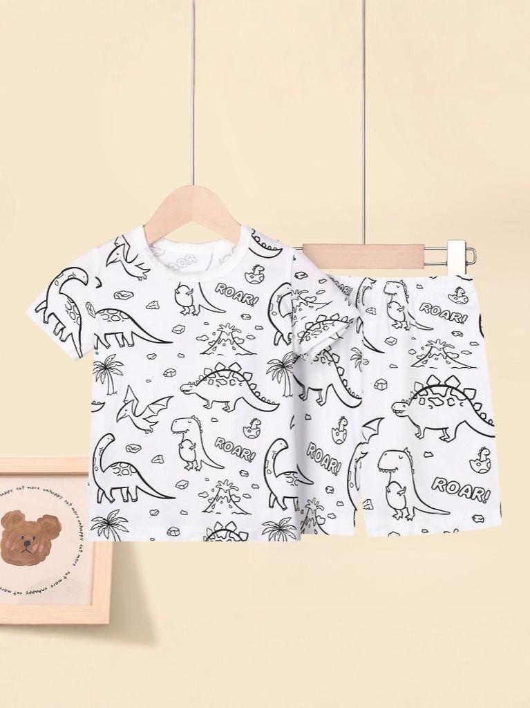 Kinder Cartoon Schlafanzug Set Bequem Atmungsaktiv Hauskleidung Für DIY Handbemalte Graffiti Kunst Kreatives Zeichnen