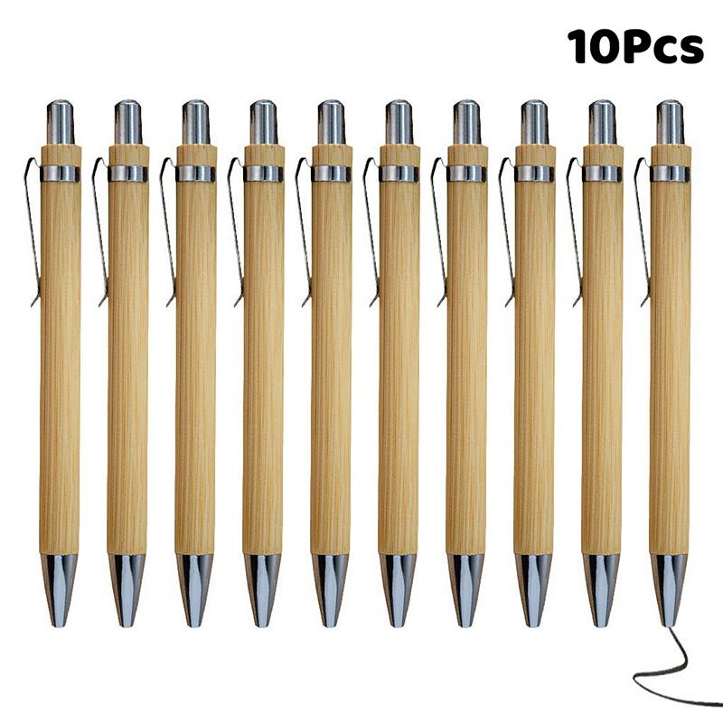 New 10Pcs Bamboo Ballpoint Pen Stylus Contact Pen Office & School Supplies Pens & Writing Supplies Gifts-Black Ink