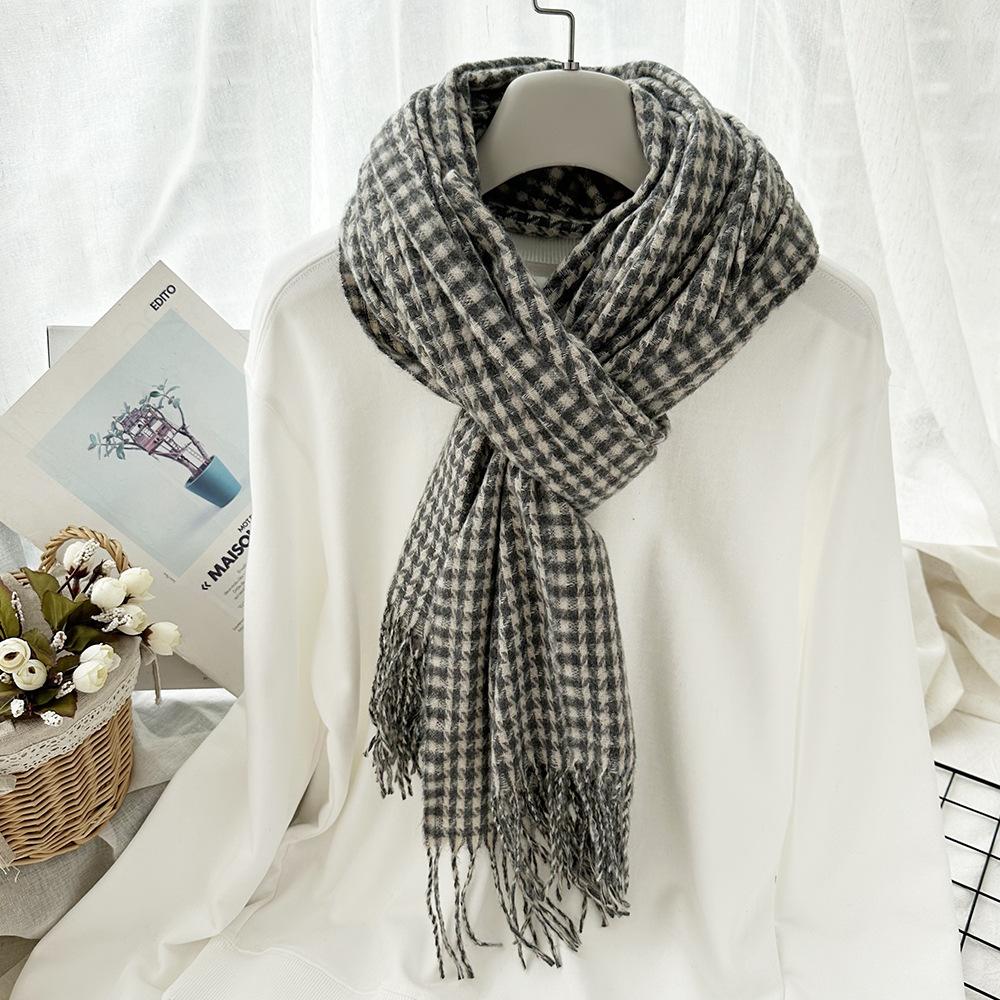 Plaid Scarf Autumn and Winter Women's High End Korean Style Winter Warm Scarf Thickened Imitation Cashmere Shawl