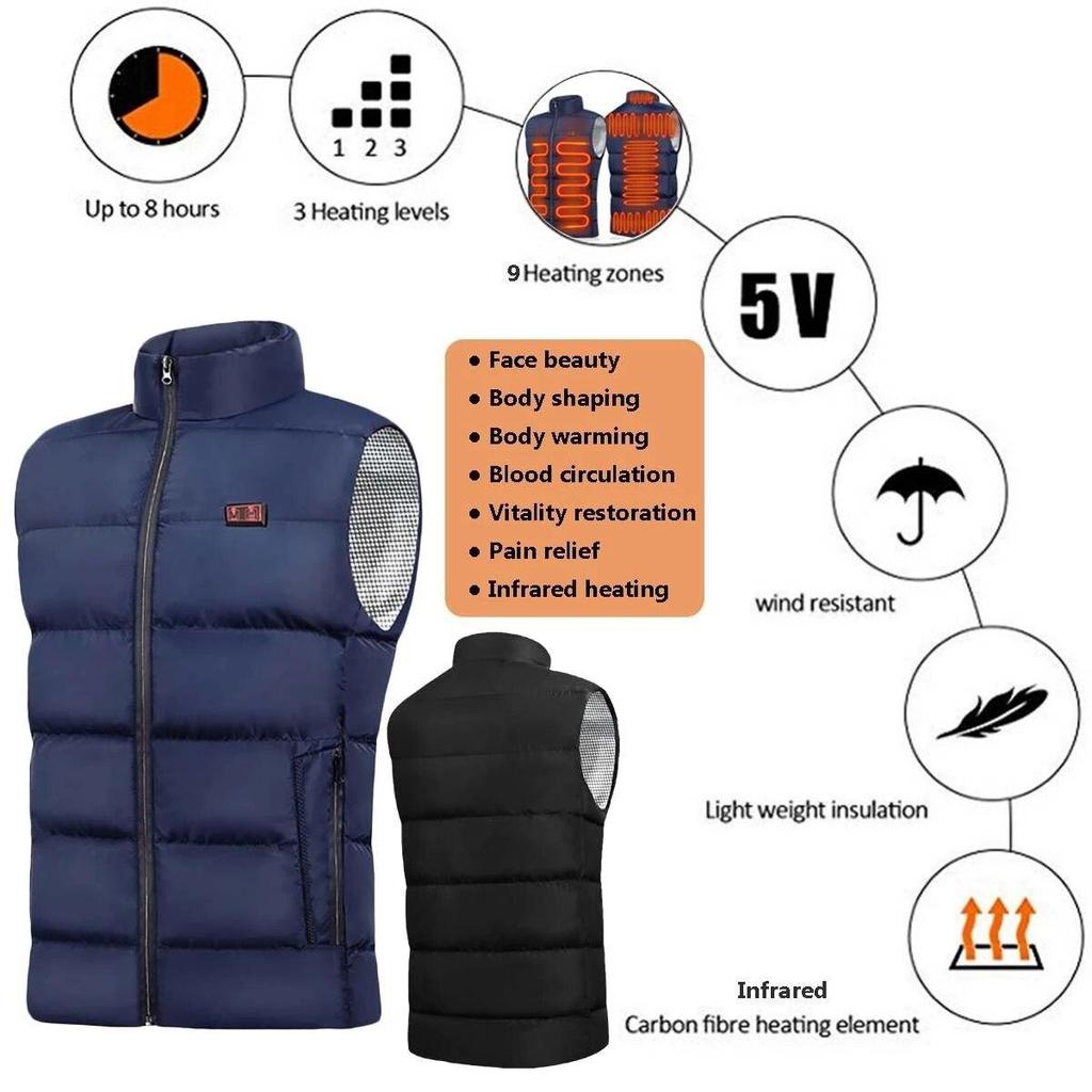 Men Usb Heated Vest 17 Areas Electric Heating Vest Jacket Men Winter Warmte Vest Waistcoat Sleeveless Puffer Men Vest Jacket
