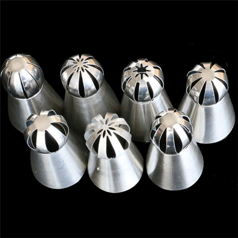 7pcs Russian Spherical Ball Stainless Steel Icing Piping Nozzle Pastry Tips Fondant Cupcake Baking T