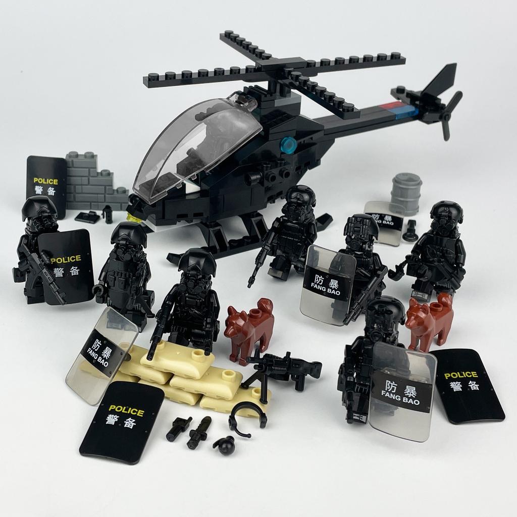 Package M-24 Swat Helicopter Russian Army Gun Weapon Accessories Shield Xiangjiang Small Particles Building Block Toy