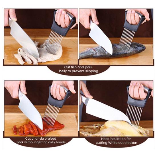 Uchwyt ze stali nierdzewnej do krojenia cebuli, do krojenia warzyw, krajalnica, nóż do ziemniaków, pomidorów, cytryn, kuchenny siekacz, narzędzie pomocnicze, zmiękczacz do mięsa