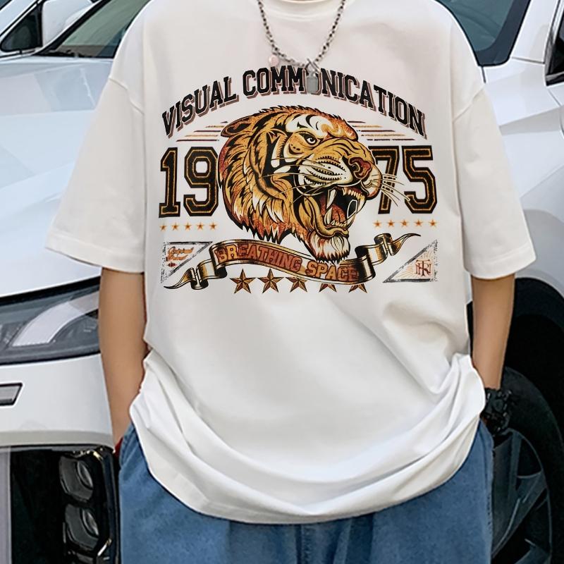 

Tiger Head Print T-Shirt,Lightweight T-Shirt Breathable Cool, Comfortable Wear XXL білий