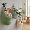 Wall Mounted Storage for Nursery 3PCS Woven Hanging Bag, Natural Cotton Rope Fruit Baskets, Organizer Hair Accessories Boho