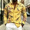 New Men's Shirt Collar Long Sleeved Printed Shirt Street Style Elegant Men's Casual Fashion Top, Comfortable, 17 Colors