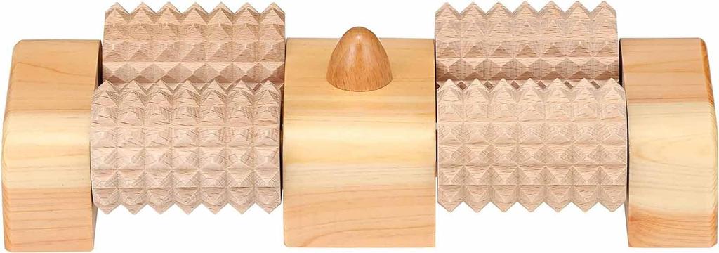 Kiso Kogei Woody Roller for the Soles of the Feet, W-Type with Pressure Points