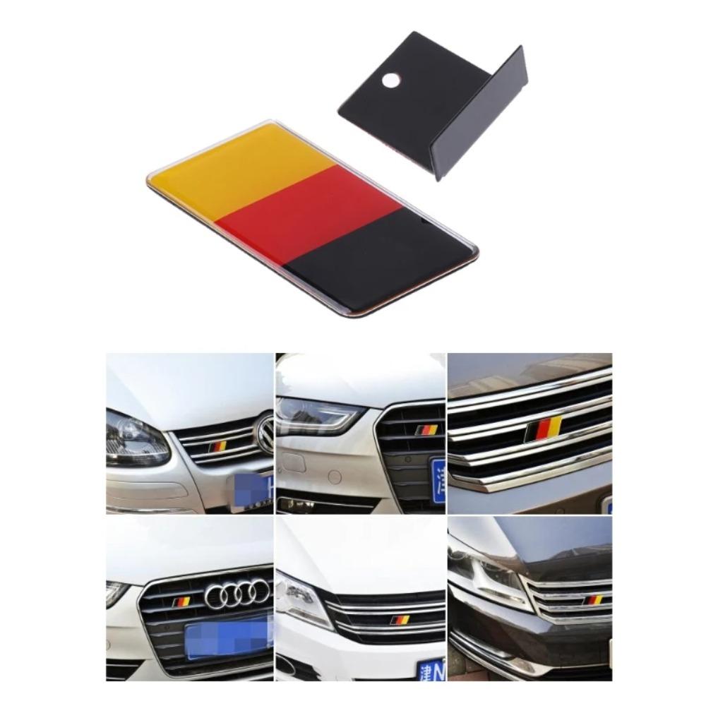 Car German Flag Grille Emblems Badge Front Grill Badge Universal Aluminum Alloy Bumper Sticker for Benz Golf VW Volkswagen AudiKD0