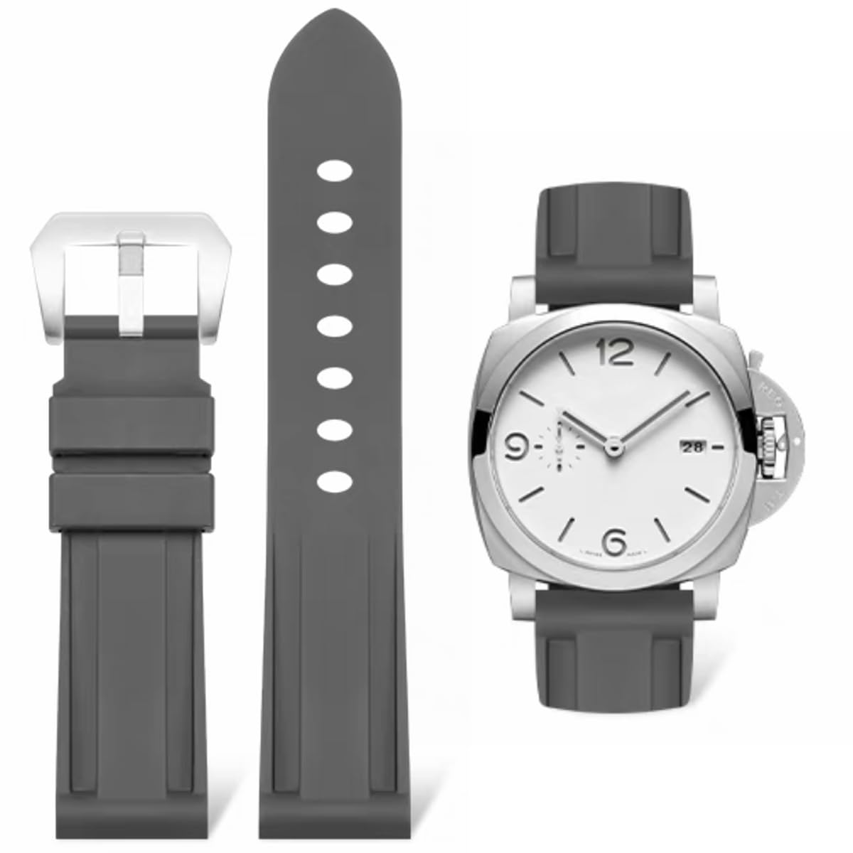 

HEYOZURY Силиконовый ремешок для часов, резиновый ремешок на замену для Panerai Citizen, 22 мм, 24 мм, 26 мм, ремешки, Omega, G-Shock, Seiko, серый