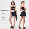 Women's Yoga Set with Built-in Bra, Shockproof Vest, Skirt, and Hip-Lifting Three-Quarter Pants