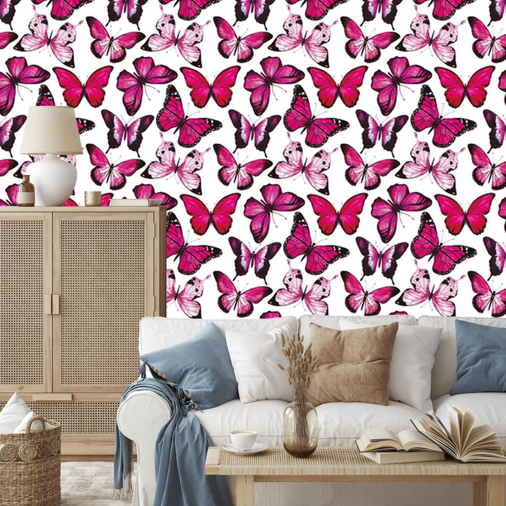 Pink Butterflies Wallpaper for Living Room and Bedroom 50x1000