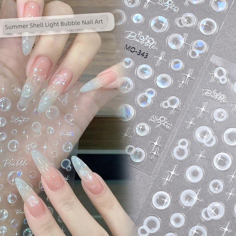

Summer Shell Light Bubble Nail Sticker Relief Three-Dimensional Fresh Semi-Transparent Heart-Shaped Bubble Wear Nail Sticker One for each of the 4 sections