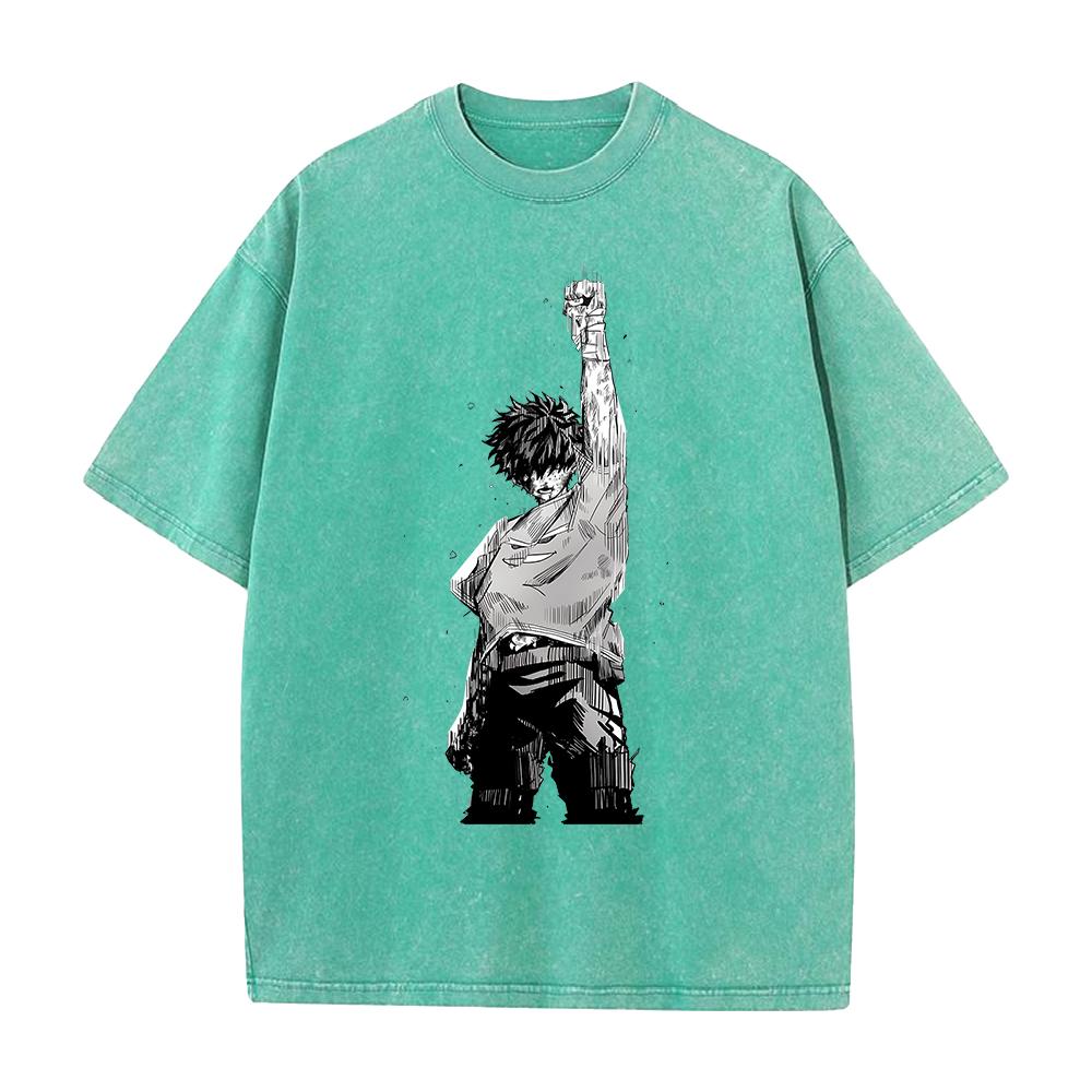 Anime My Hero Academia Midoriya Izuku Graphic T Shirt Men Women Clothing Oversized Tshirt Washed Cotton Tee Harajuku Tshirt