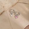 Punk Peach Heart Pendant Earrings for Women Silver Color Simple Fashion Geometric Circular Ear Buckle New Trendy Jewelry Gift